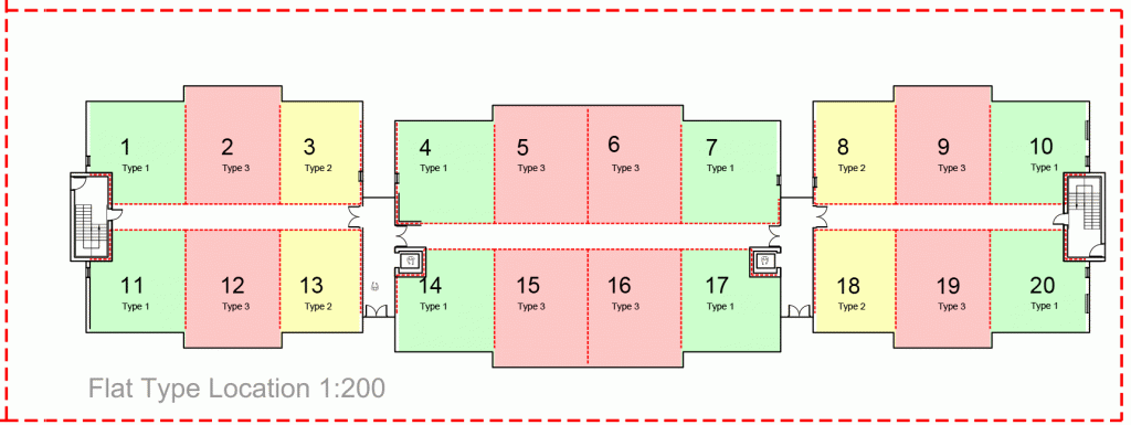 Floor plan illustrating layout of flat types